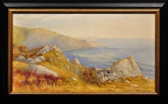 Man Of War Cove & Beach In The Purbecks Dorset Coast Framed Watercolor Painting