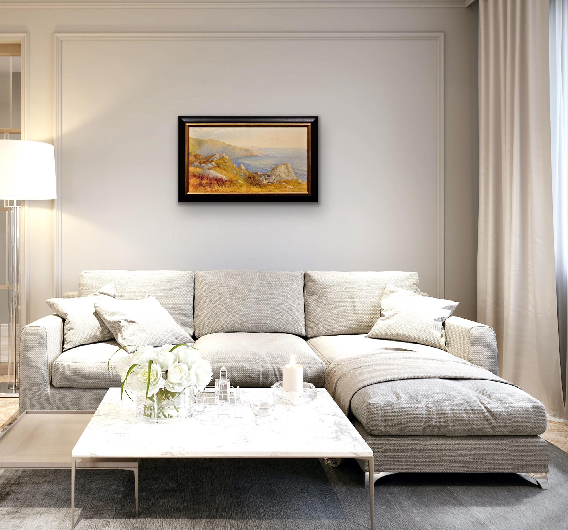 Man Of War Cove & Beach In The Purbecks Dorset Coast Pintura en acuarela enmarcada en venta 10