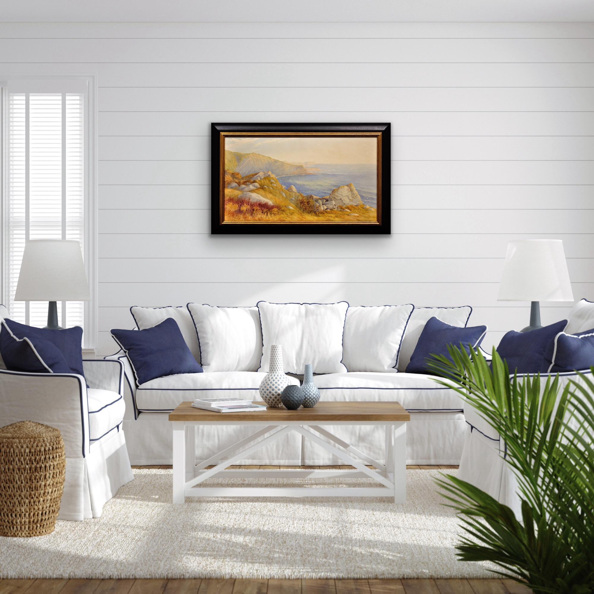 Man Of War Cove & Beach In The Purbecks Dorset Coast Pintura en acuarela enmarcada en venta 13