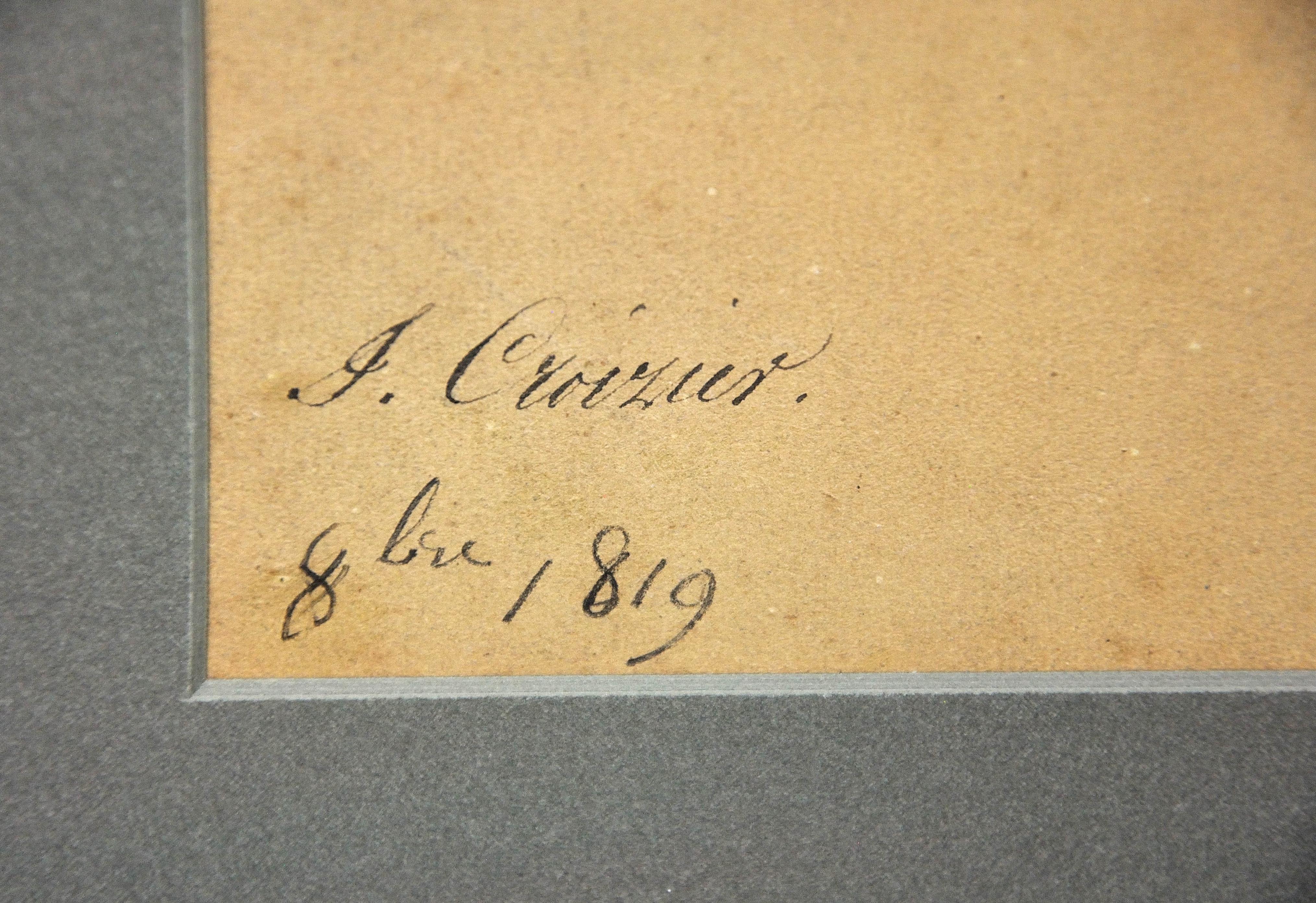 Début du 19e siècle, étude néoclassique française d'un nu féminin debout encadrée - Romantique Art par Jean Croizier