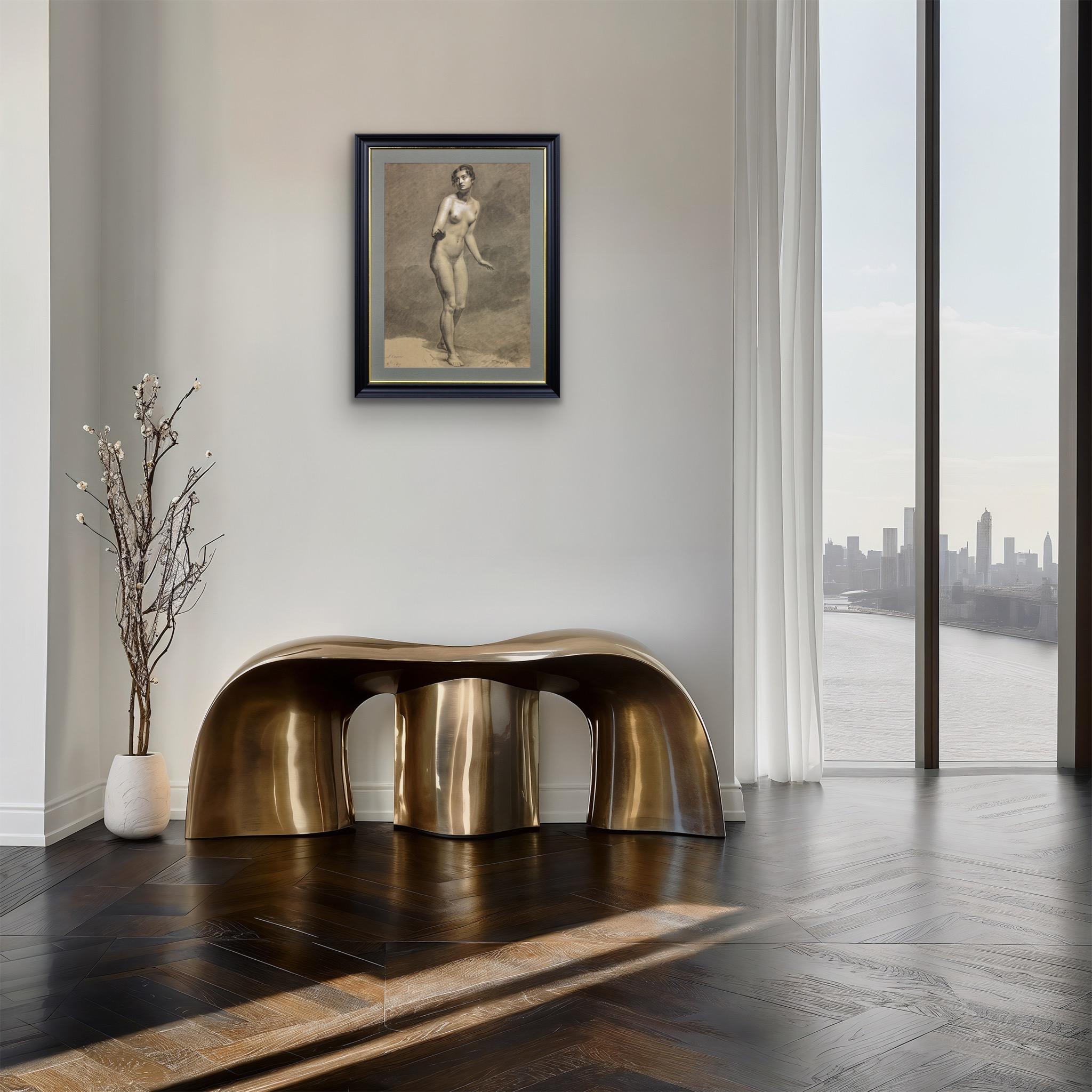 Début du 19e siècle, étude néoclassique française d'un nu féminin debout encadrée en vente 2