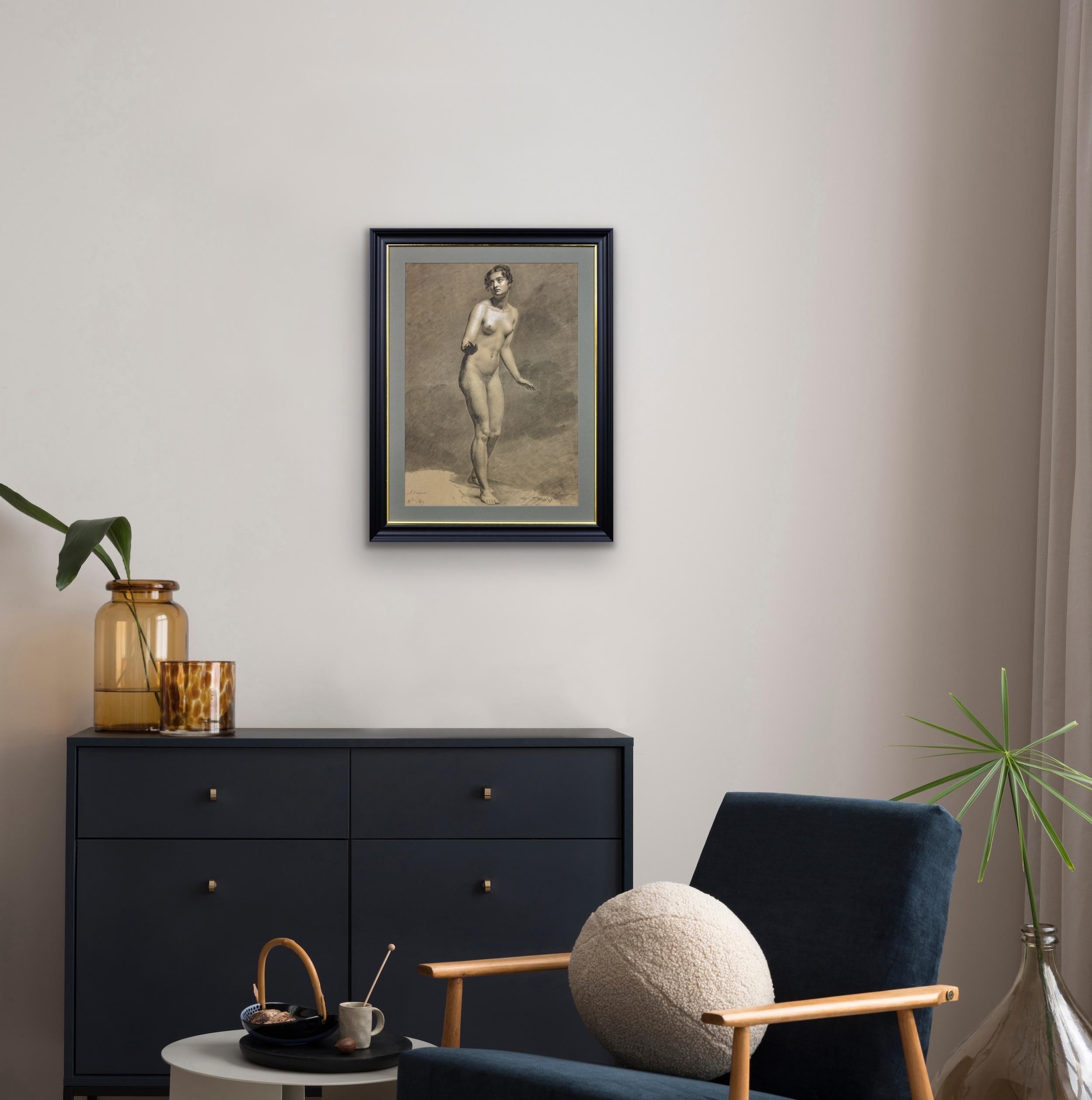 Début du 19e siècle, étude néoclassique française d'un nu féminin debout encadrée en vente 6