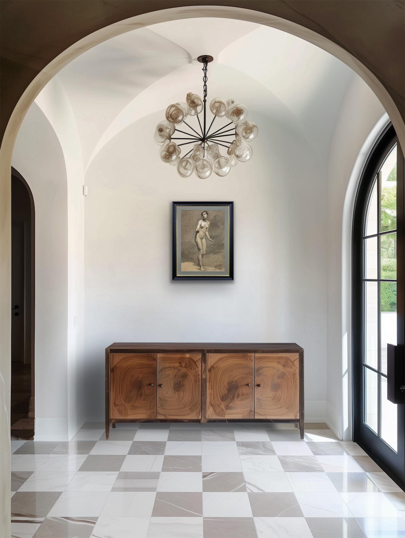 Début du 19e siècle, étude néoclassique française d'un nu féminin debout encadrée en vente 12