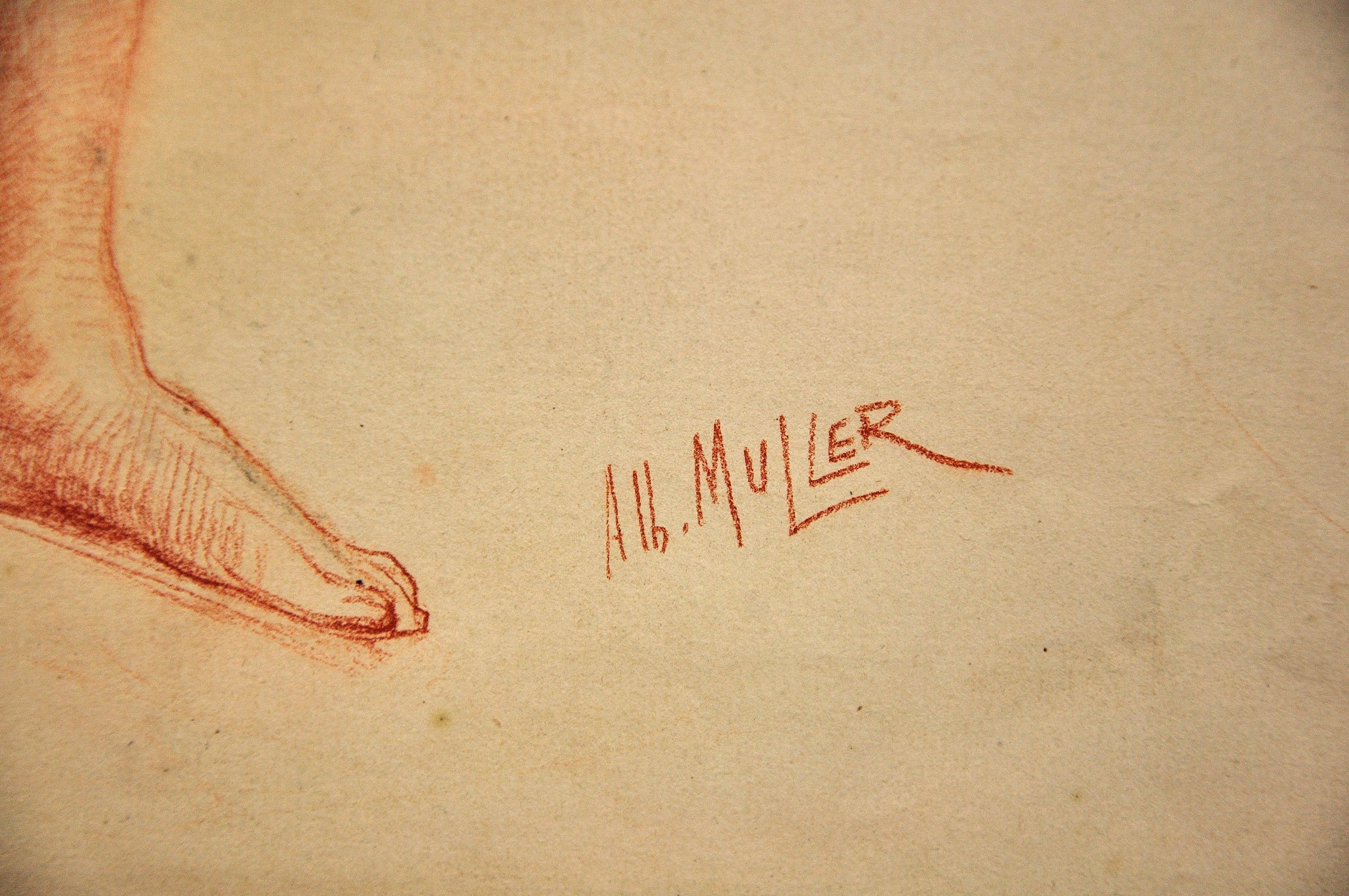 Studio di vita accademico Vanitas della metà del XIX secolo Nudo maschile che porta un teschio - Art Accademia di Unknown