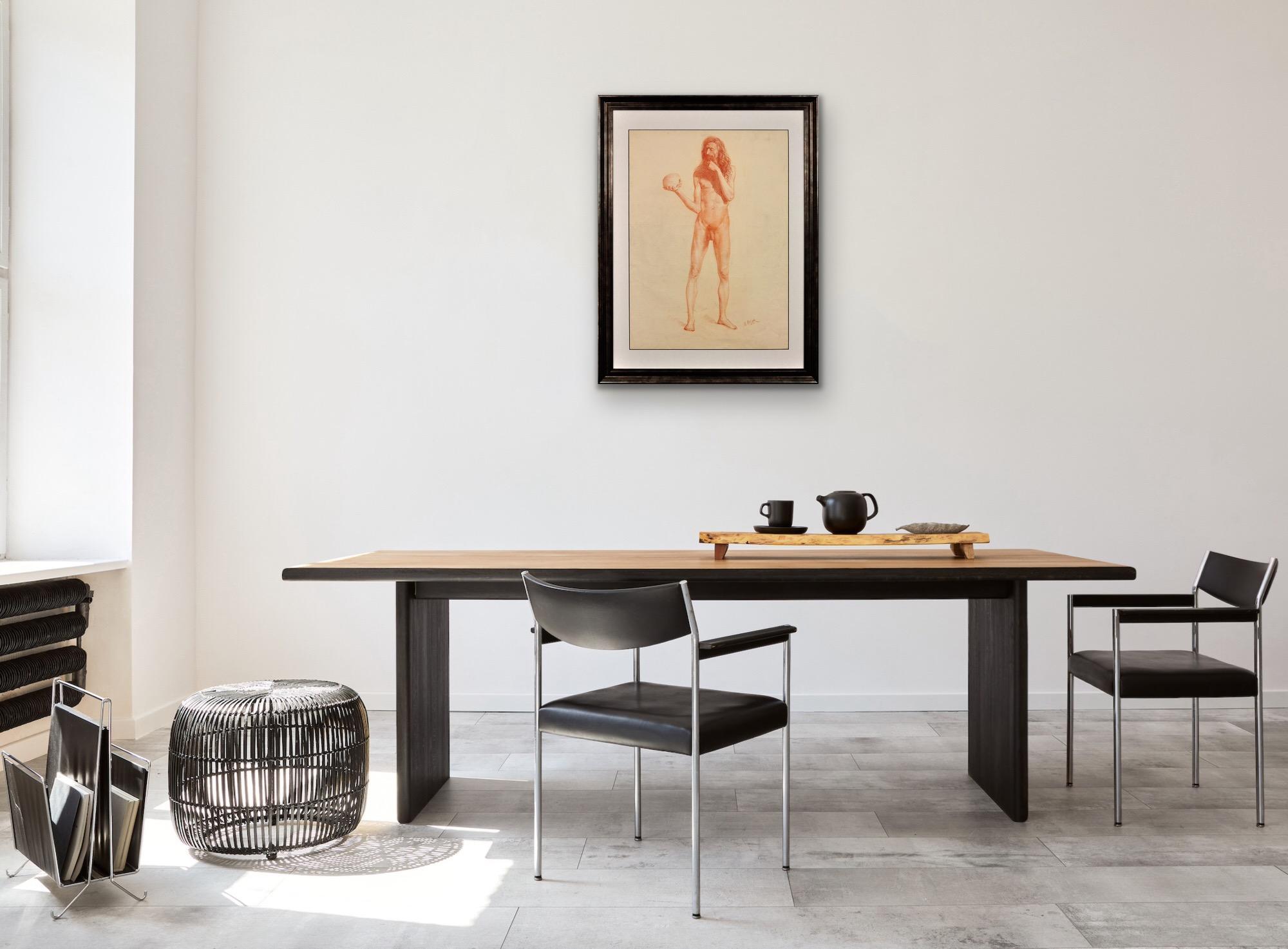 Studio di vita accademico Vanitas della metà del XIX secolo Nudo maschile che porta un teschio in vendita 6