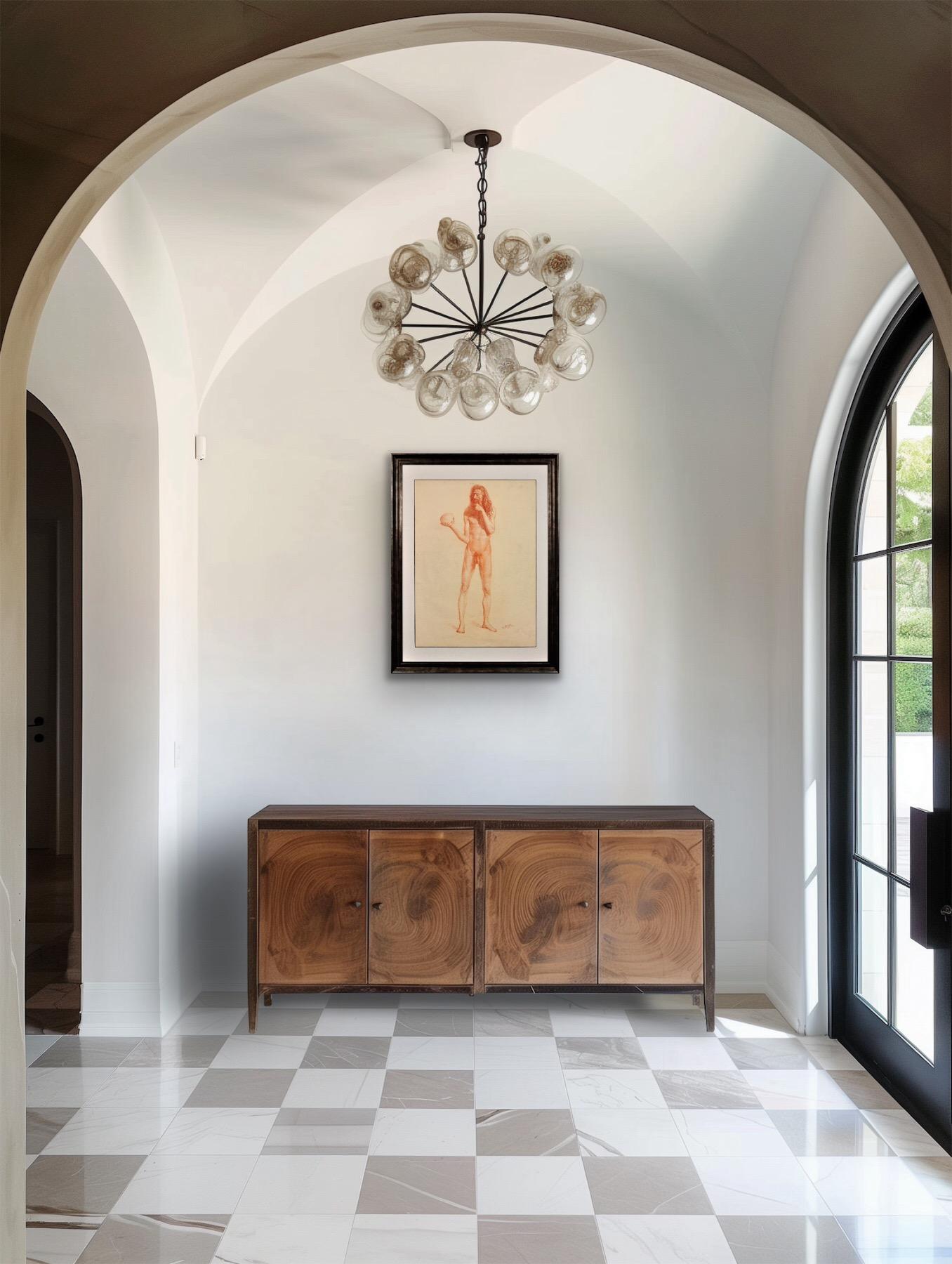 Studio di vita accademico Vanitas della metà del XIX secolo Nudo maschile che porta un teschio in vendita 2