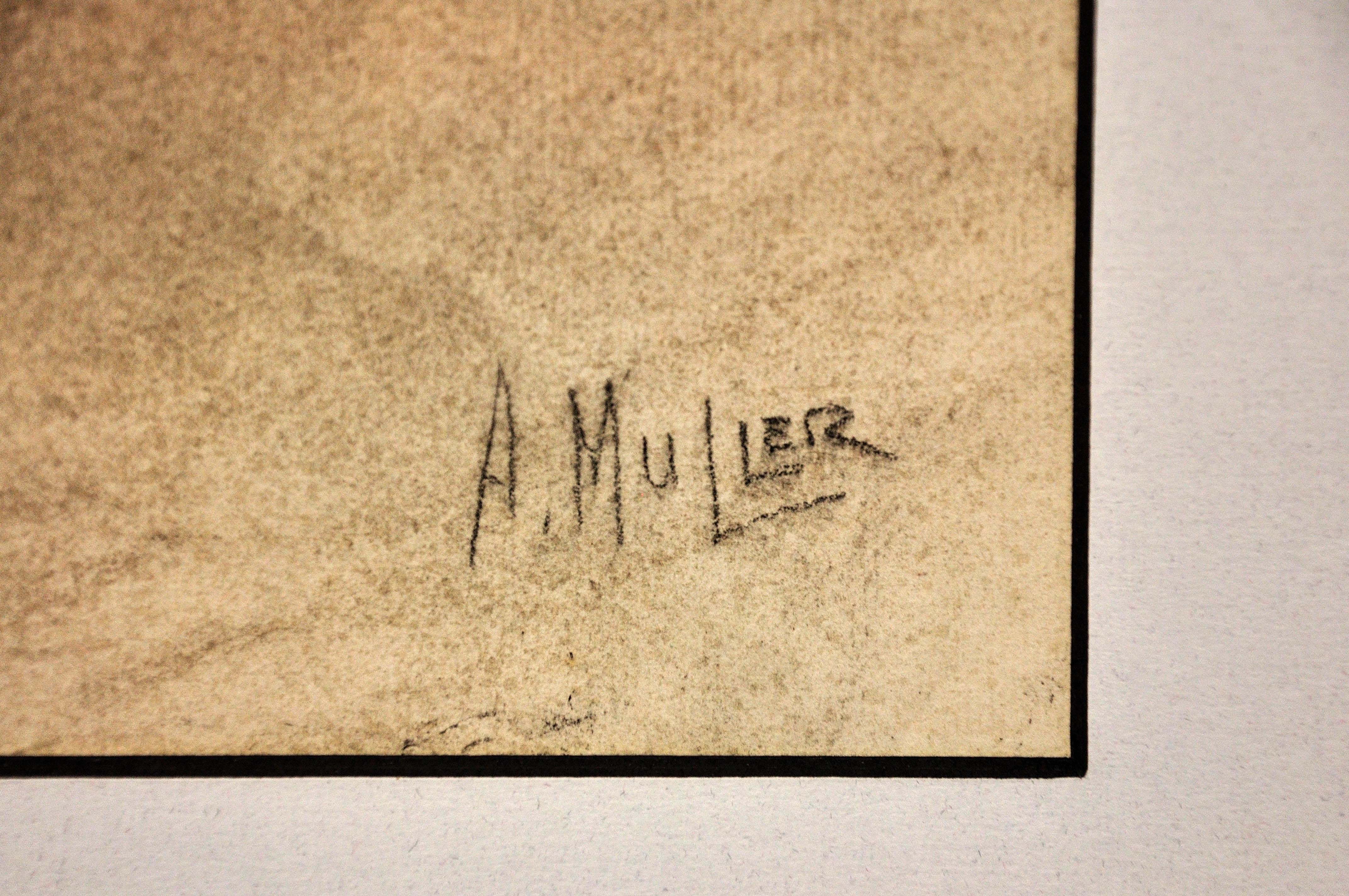 Étude de vie académique du milieu du 19e siècle Nu masculin Dessin au graphite - Académique Art par Unknown