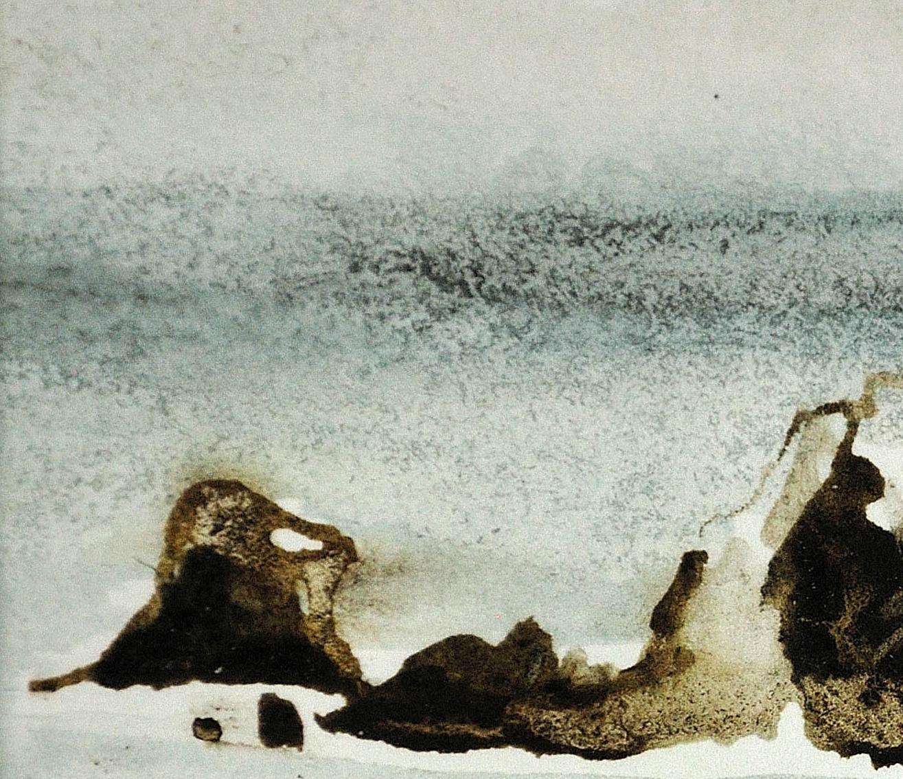 Rocks and Sea. Fine Original Seascape Watercolor. John Knapp-Fisher. West Wales. 3