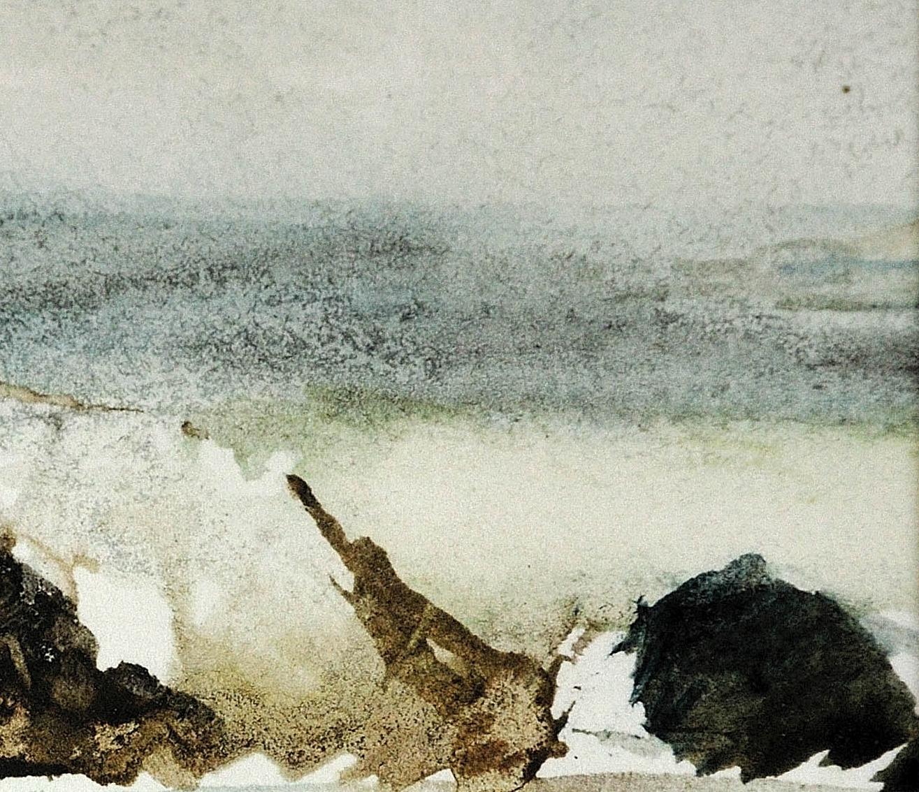 Rocks and Sea. Fine Original Seascape Watercolor. John Knapp-Fisher. West Wales. 4
