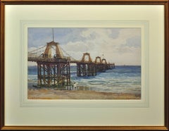 The Royal Suspension Chain Pier, Brighton. 19th C Landscape. Original Watercolor