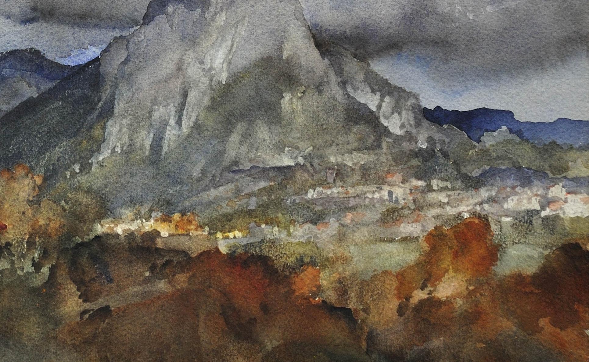 November in Provence (near Vence), 1962. Original Watercolor. Landscape. France 7