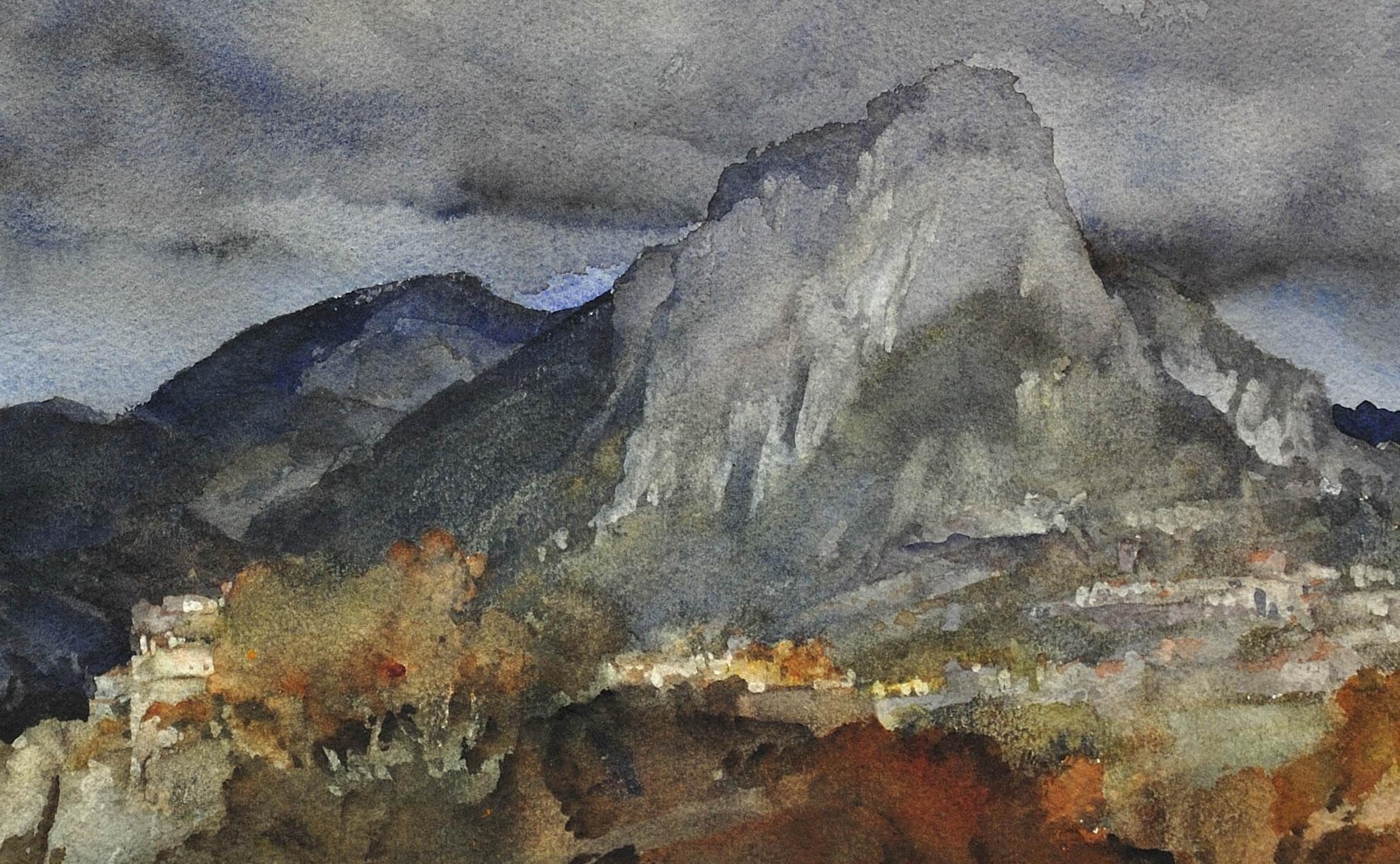 November in Provence (near Vence), 1962. Original Watercolor. Landscape. France 8