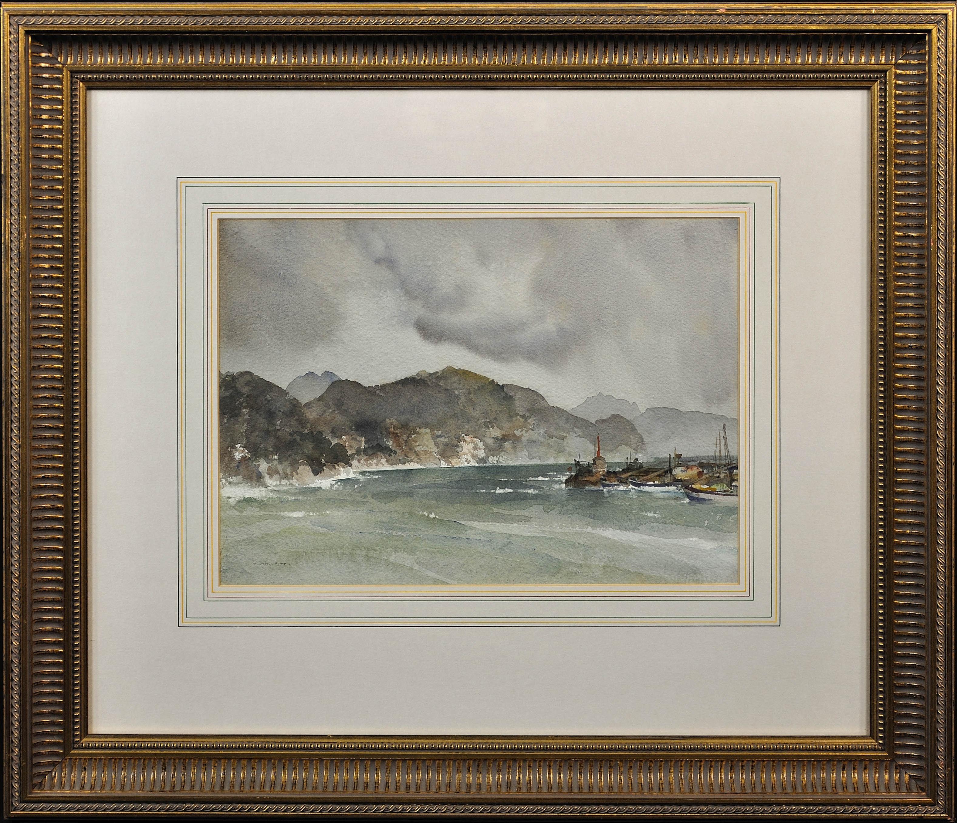 Storm on the Liguarian coast, 1954, Santa Margherita, Italy. Original Watercolor - Art by William Russell Flint