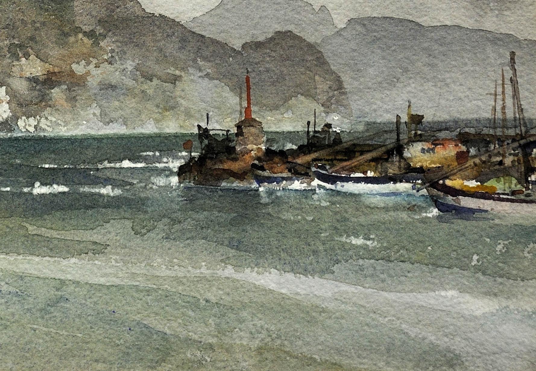 Storm on the Liguarian coast, 1954, Santa Margherita, Italy. Original Watercolor 4