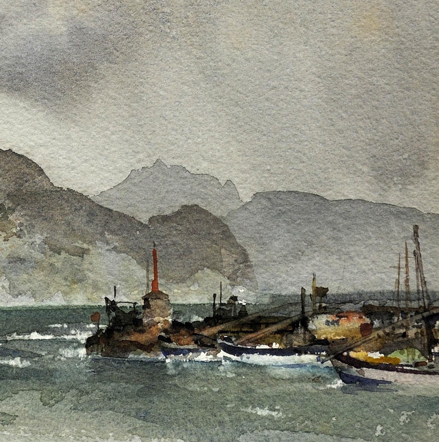 Storm on the Liguarian coast, 1954, Santa Margherita, Italy. Original Watercolor 5