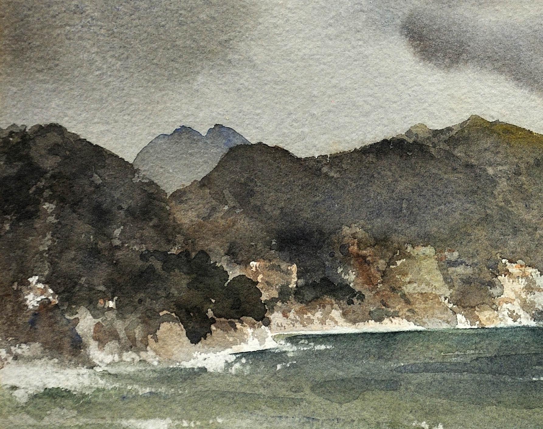 Storm on the Liguarian coast, 1954, Santa Margherita, Italy. Original Watercolor 6