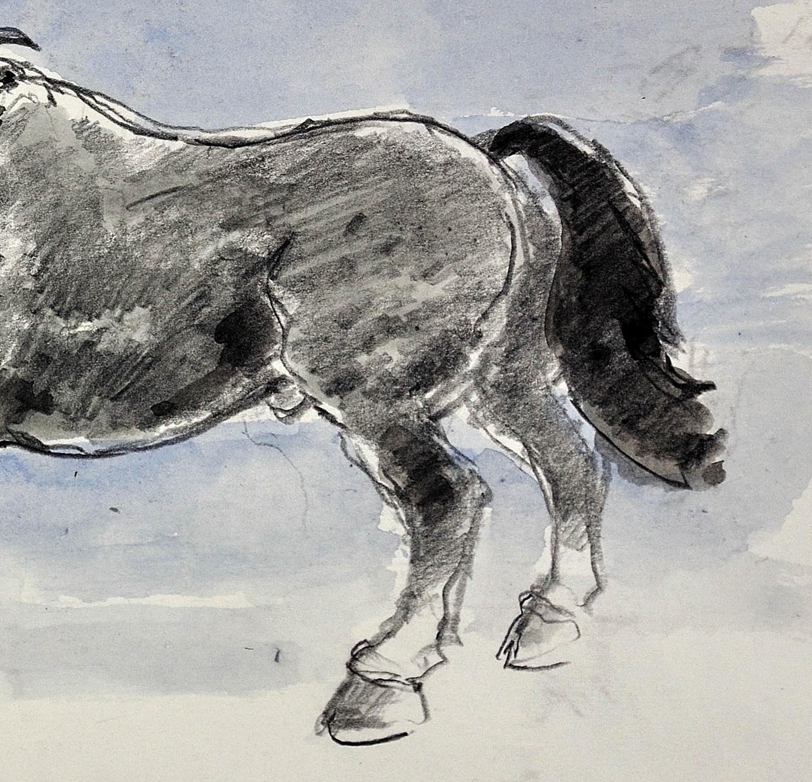 Welsh Pony Refusing to be Lead.Original Watercolor.Modern British.Horse.Kyffin. 5