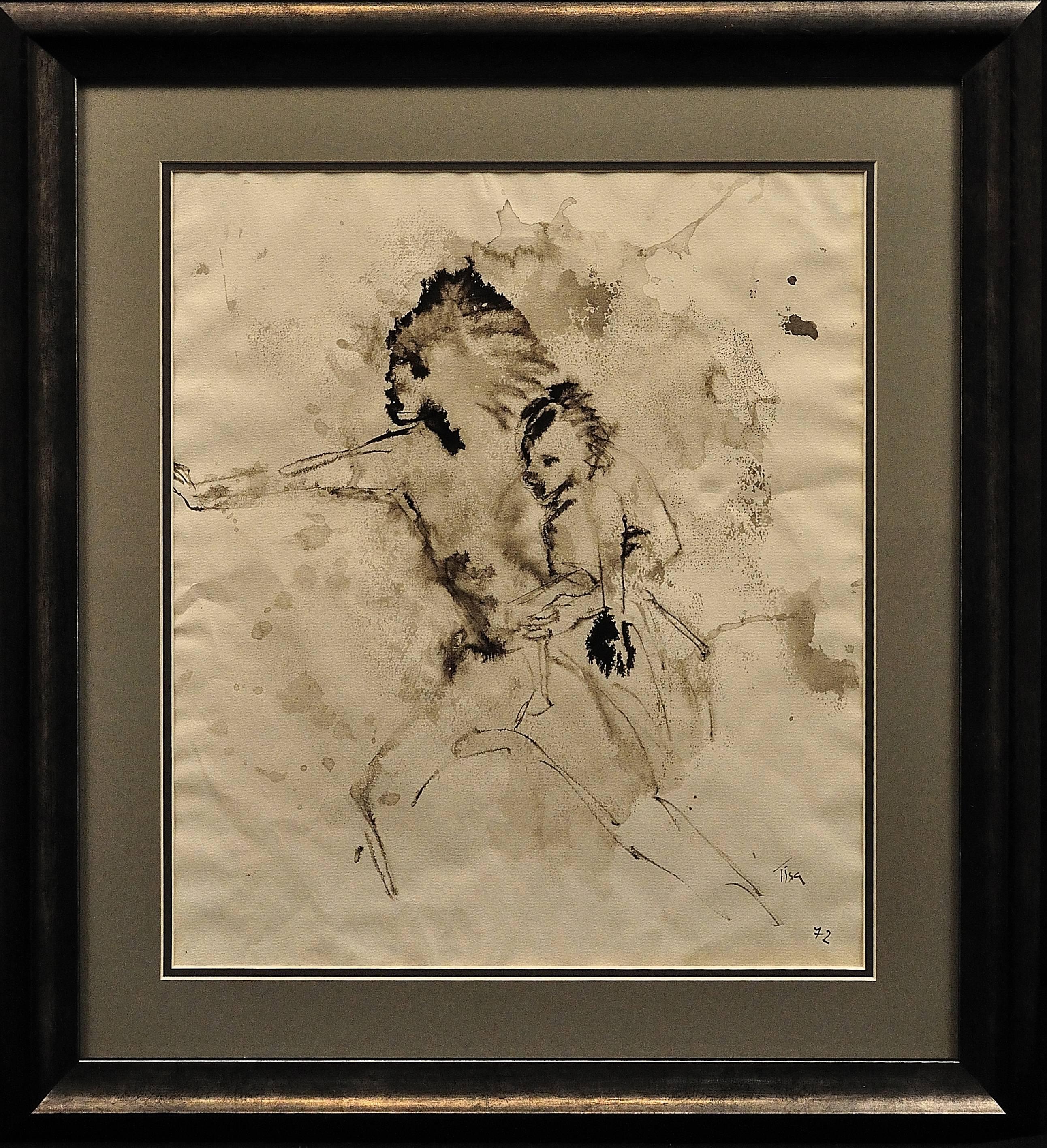 Tisa von der Schulenburg Figurative Art – Mutter & Kind flieht.Vietnam.Menschenrechte Künstlerin. Madness of War.Original.