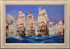 Battle of Trafalgar.Original Marine Painting by Charles Dixon 1905.Sea Battle.