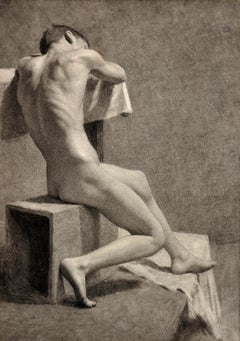 Male Akt-Lebensmodell, Nottingham School of Art 1895. Viktorianisches Leben, Zeichnungsklasse