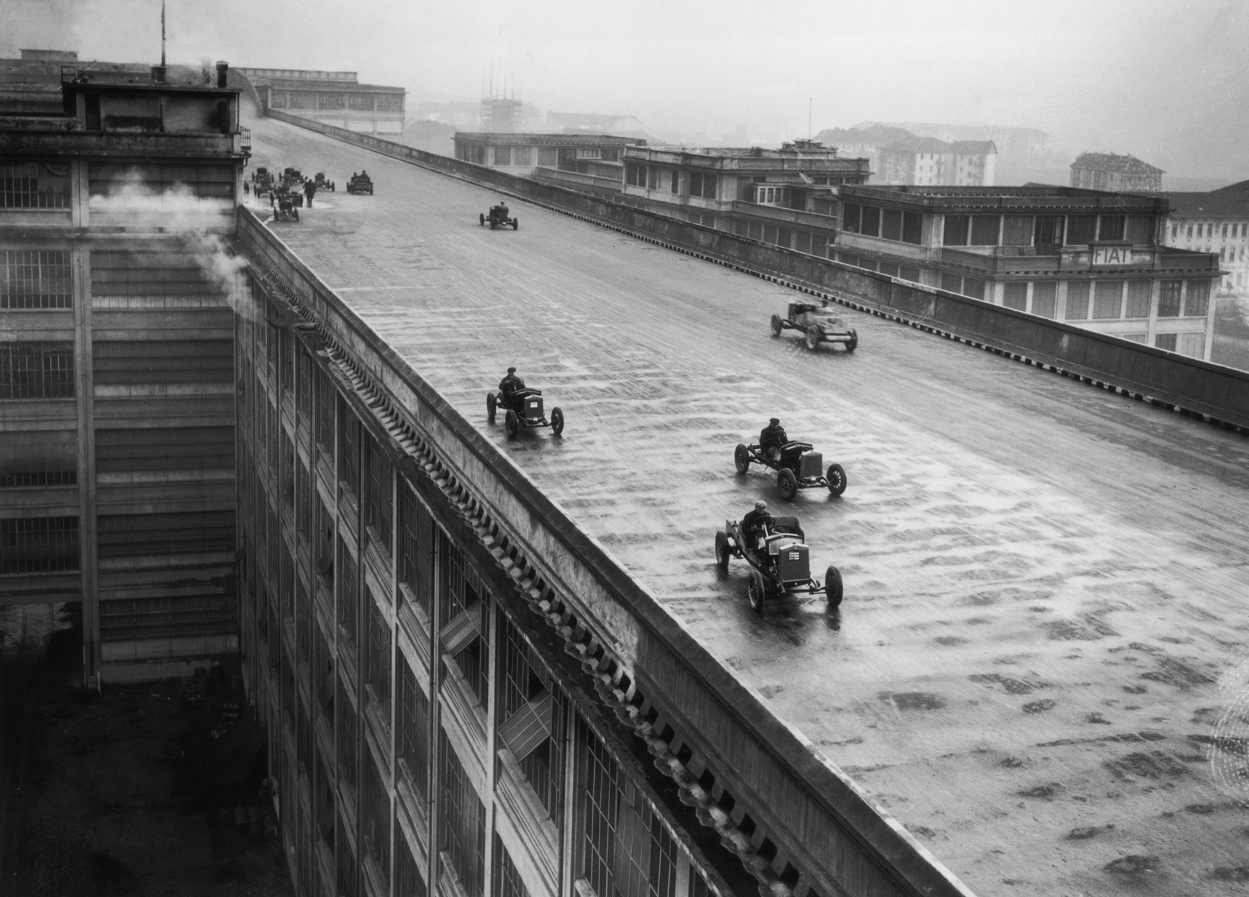 Fox Photos Black and White Photograph - "Rooftop Racing" Silver Gelatin Print, Turin, Italy 1929
