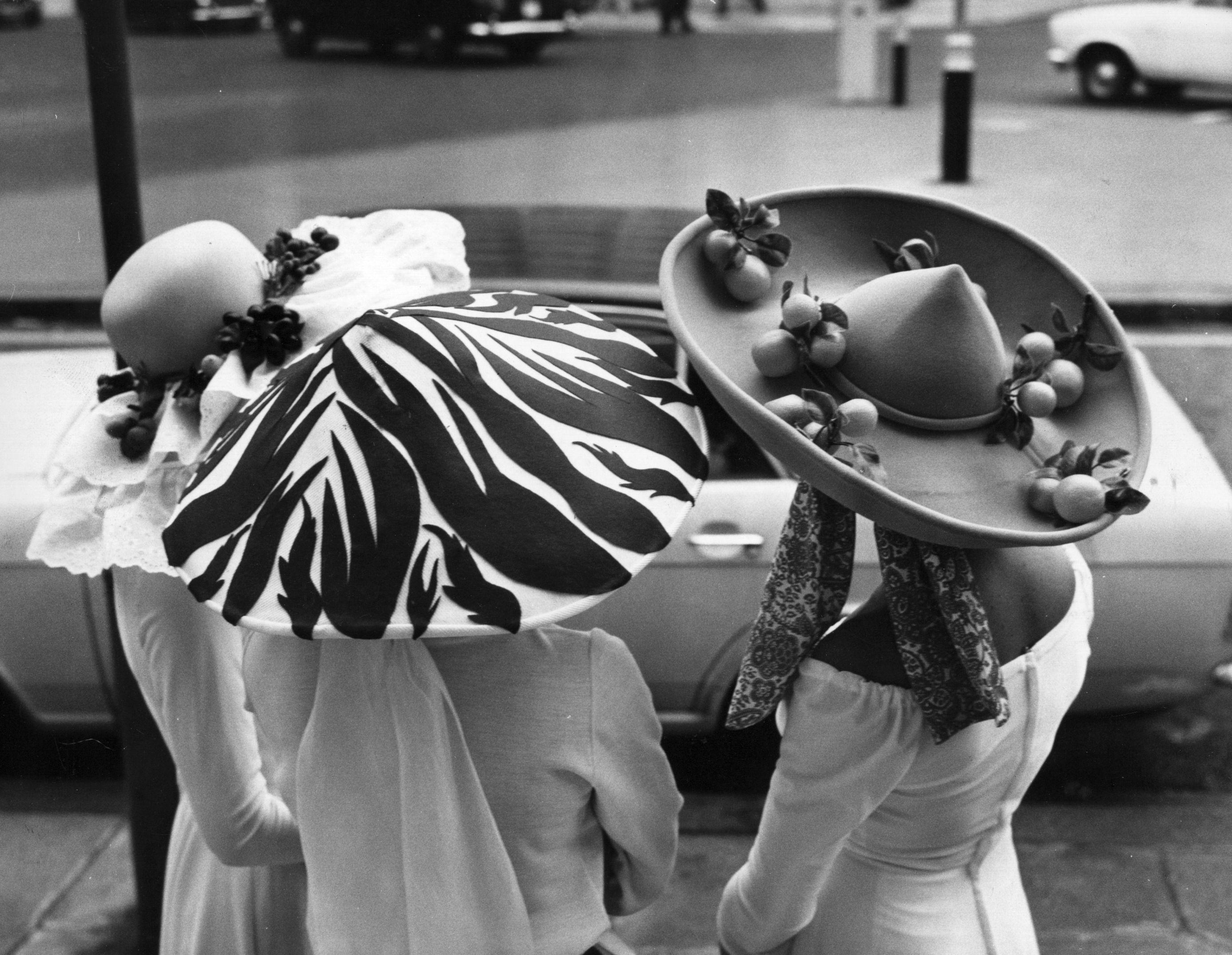 Sydney O'Meara Black and White Photograph - Easter Bonnets, 1970s, Silver Gelatin, Archival, Limited, Hats, Fashion 