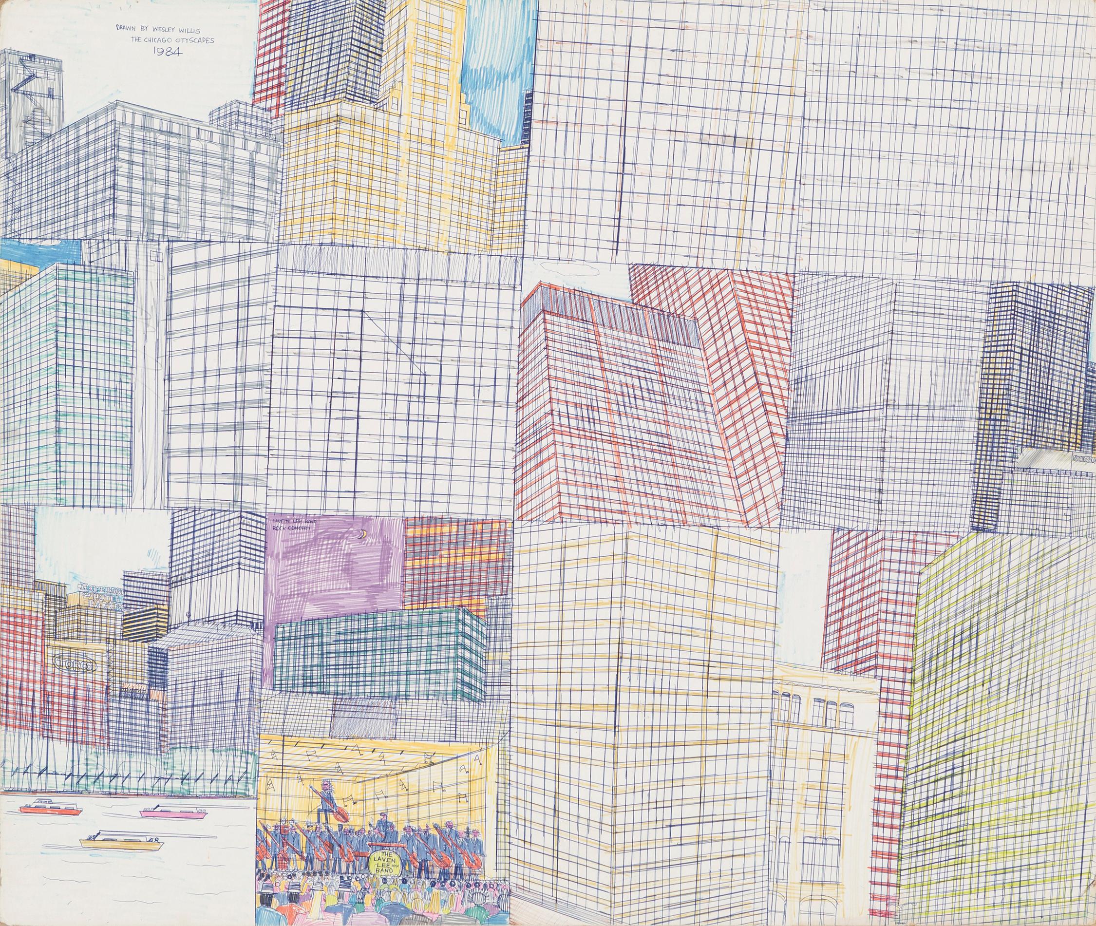 Wesley Willis Landscape Art - Chicago Cityscapes