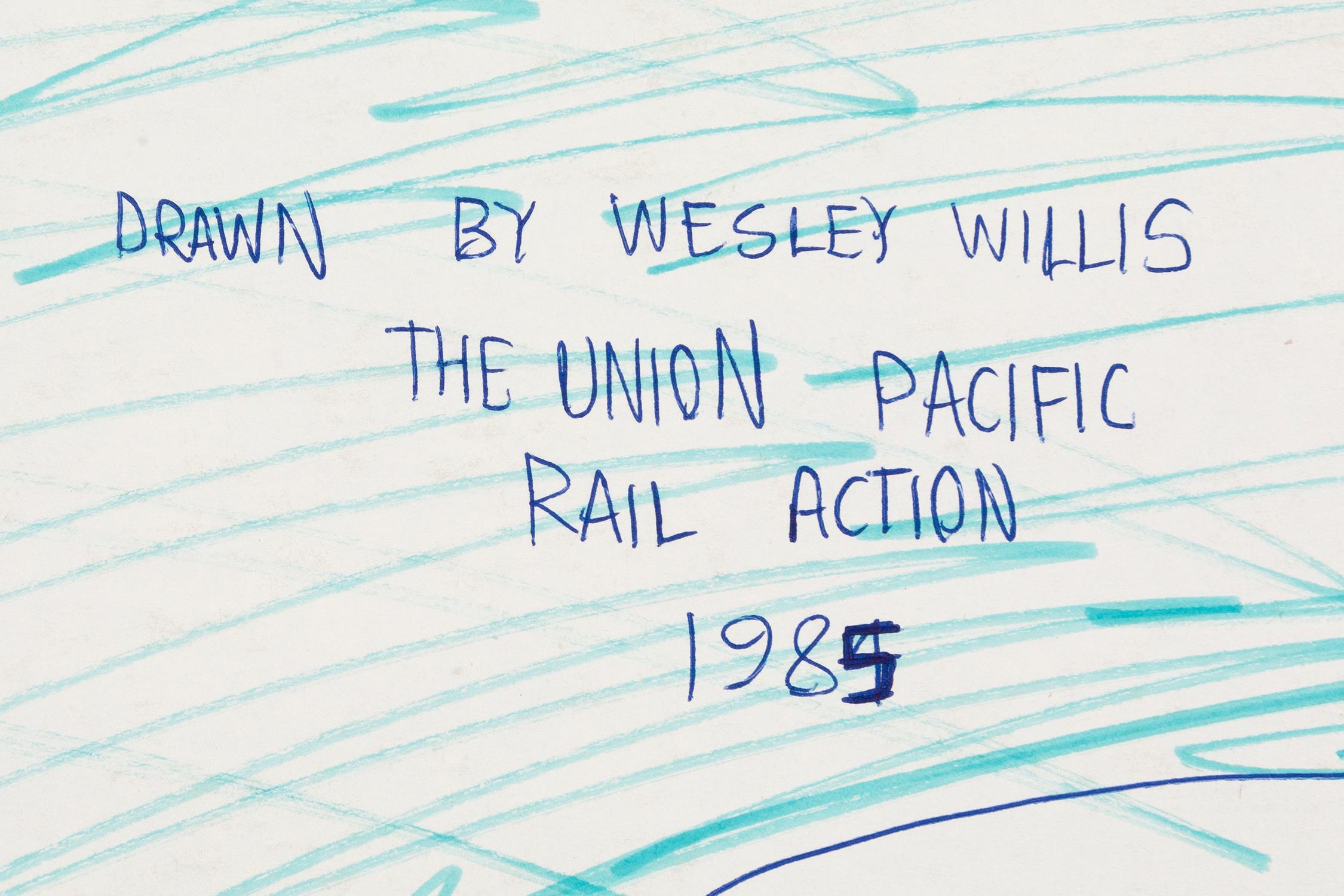 The Union Pacific Rail Action - Contemporary Art by Wesley Willis