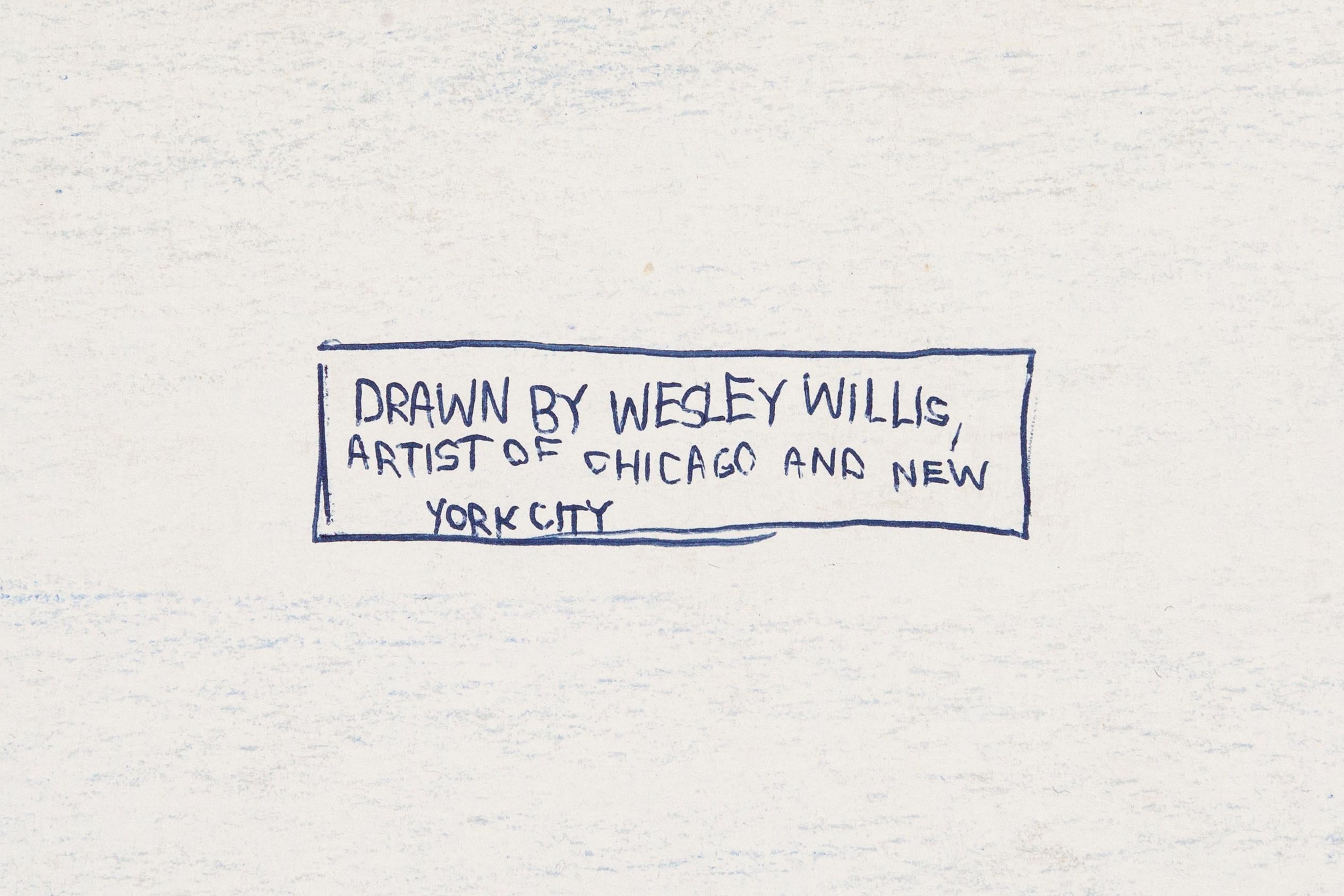Brooklyn, New York City Skyline - Gray Landscape Art by Wesley Willis