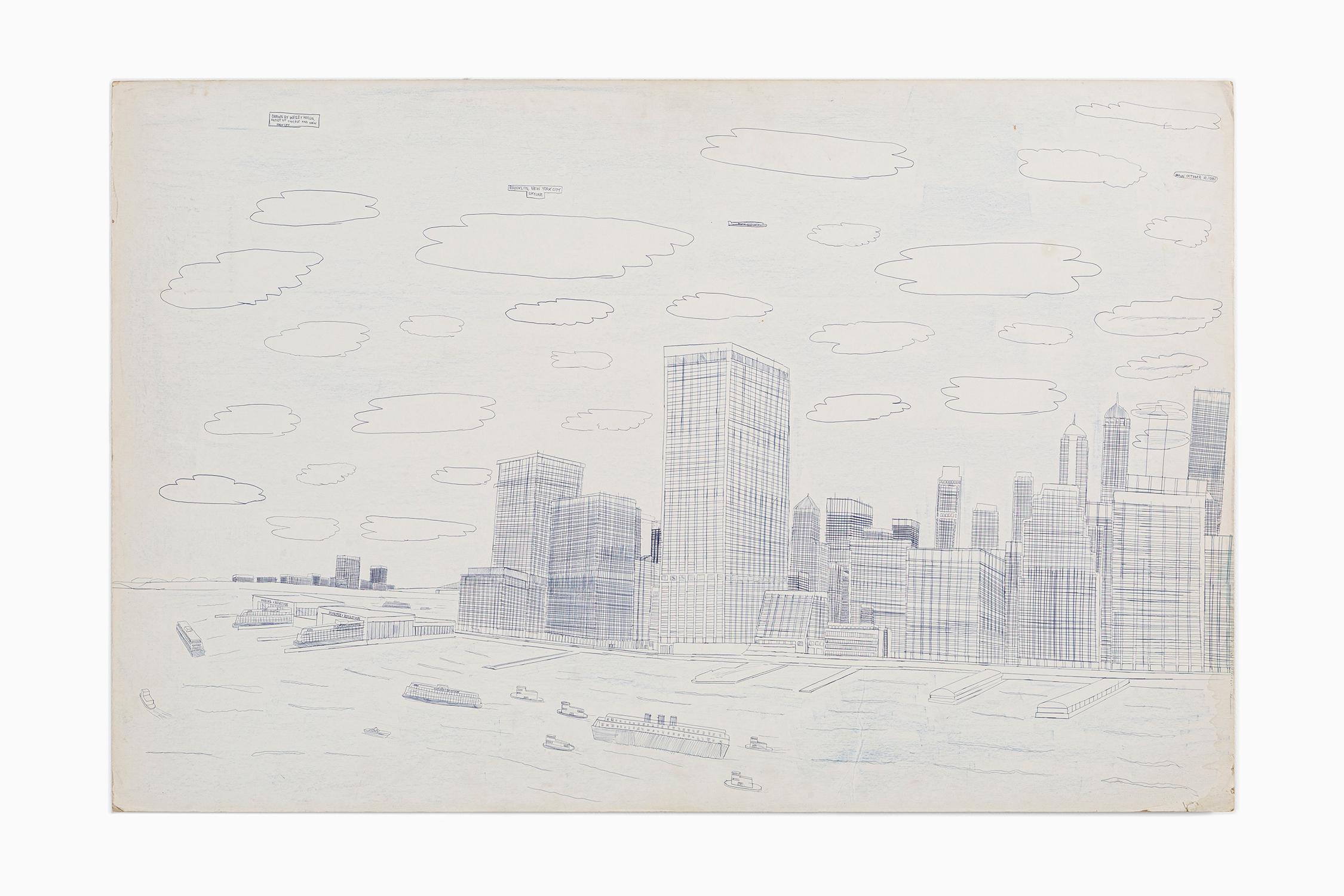 Brooklyn, New York City Skyline - Art by Wesley Willis