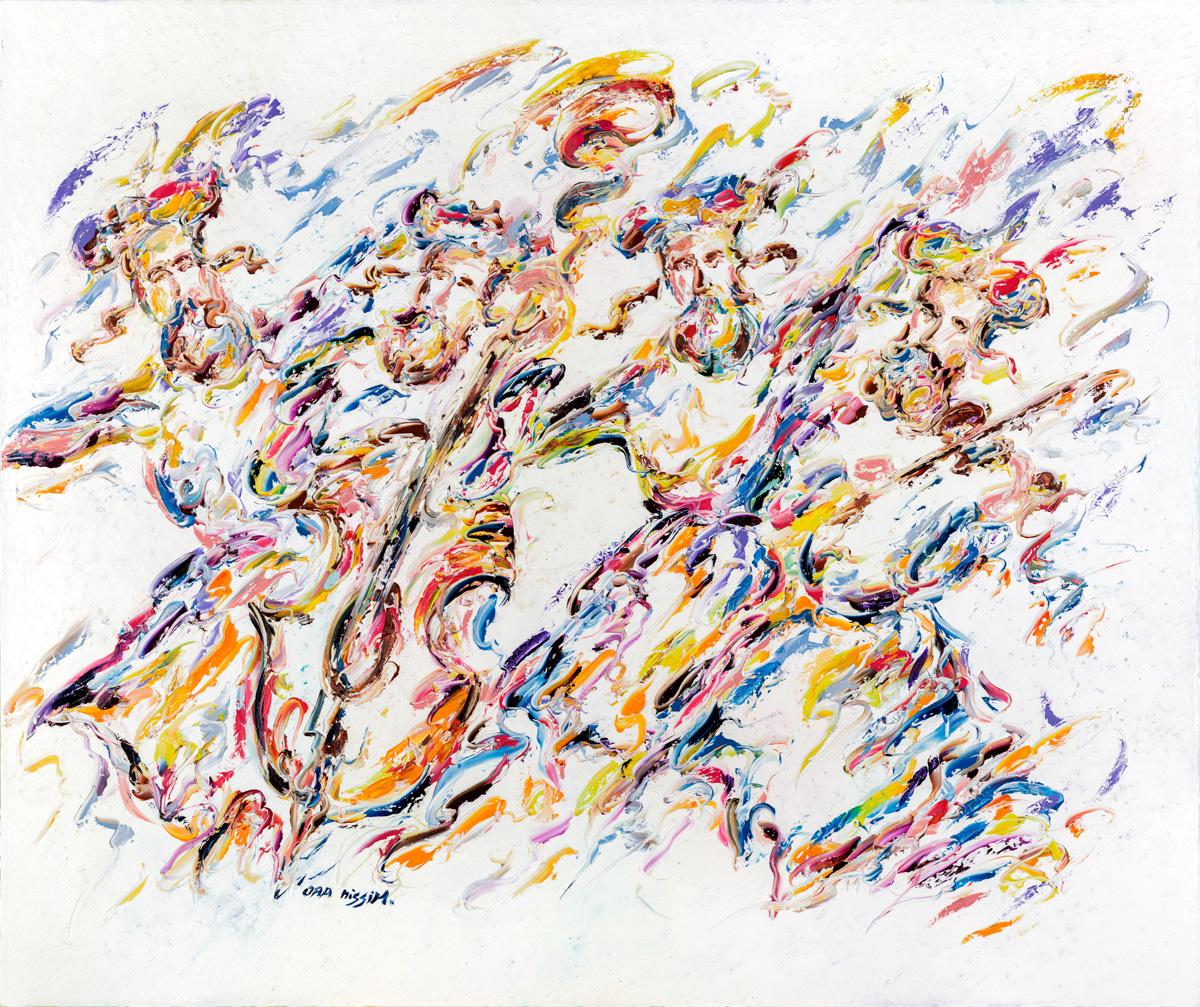 Ora Nissim Abstract Painting - Klezmer Movement (Judaica/Abstract)