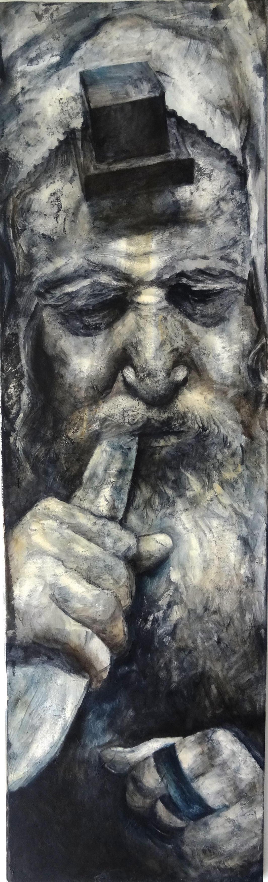 Menucha Yankelevitch Figurative Painting - Tekias Shofar (Judaica)