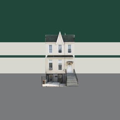 Boswijck 4 minimalist urban architecture in green photo 21 x 21 inches framed