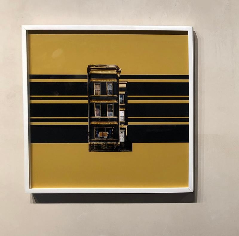 Niv Rozenberg Color Photograph - Boswijck 9 , contemporary minimalist architectural photograph in gold and black