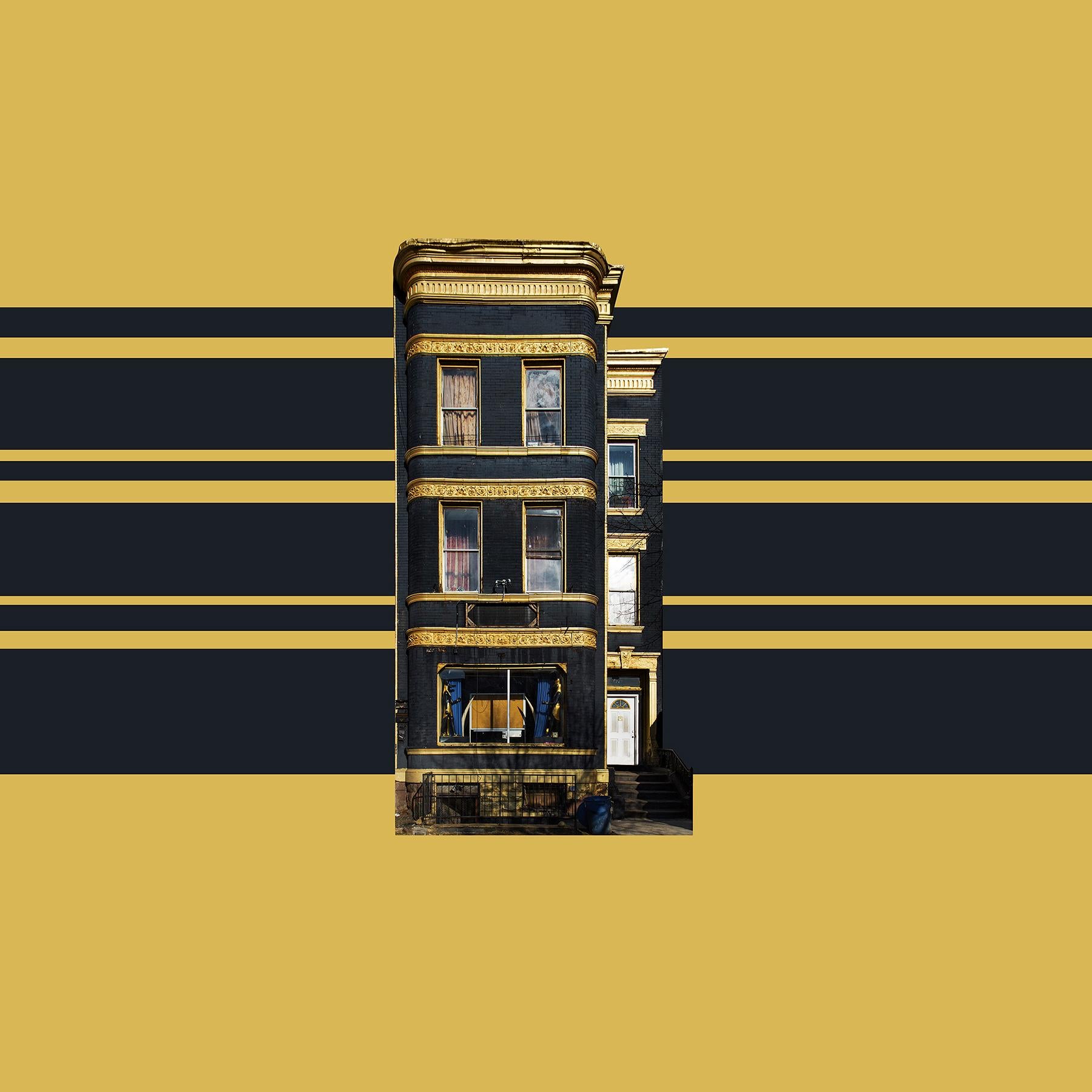 Boswijck 9 , contemporary minimalist architectural photograph in gold and black - Photograph by Niv Rozenberg