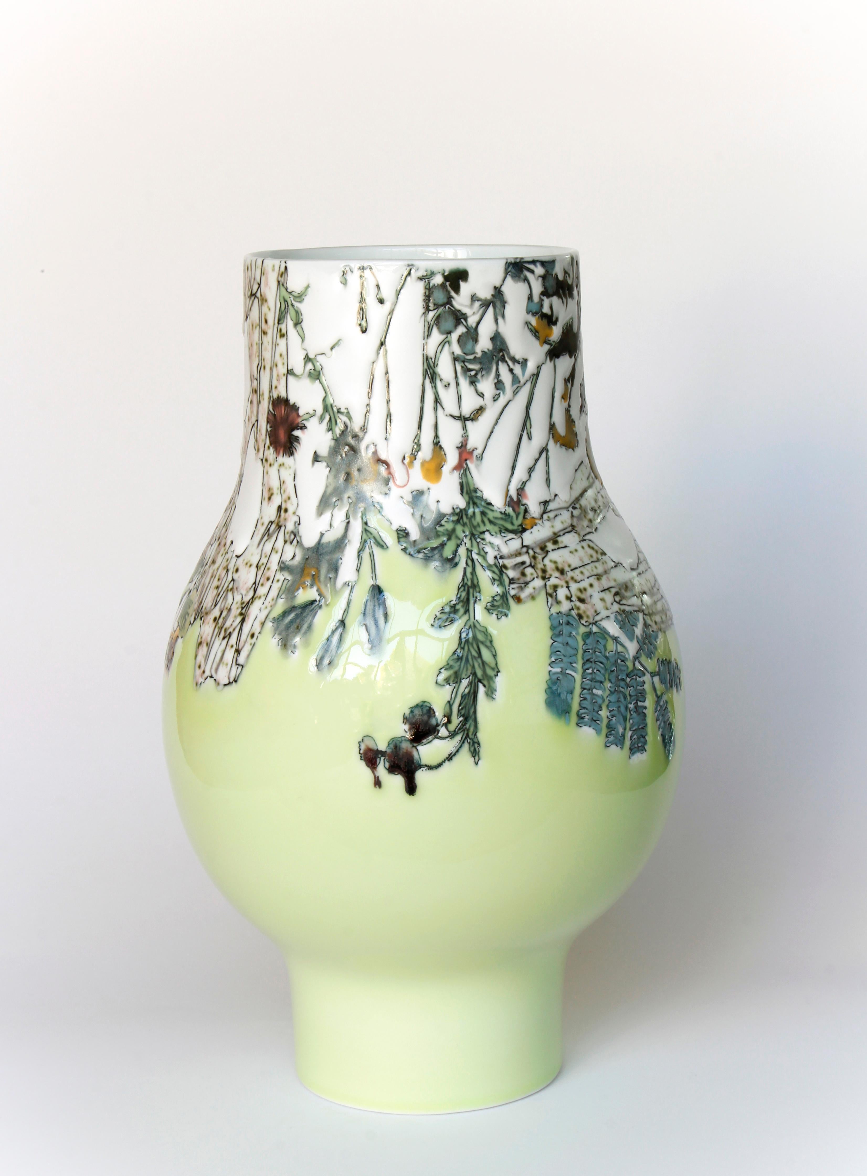 Neon Green Globe Vase 4 - Art by Future Retrieval (Katie Parker and Guy Michael Davis)