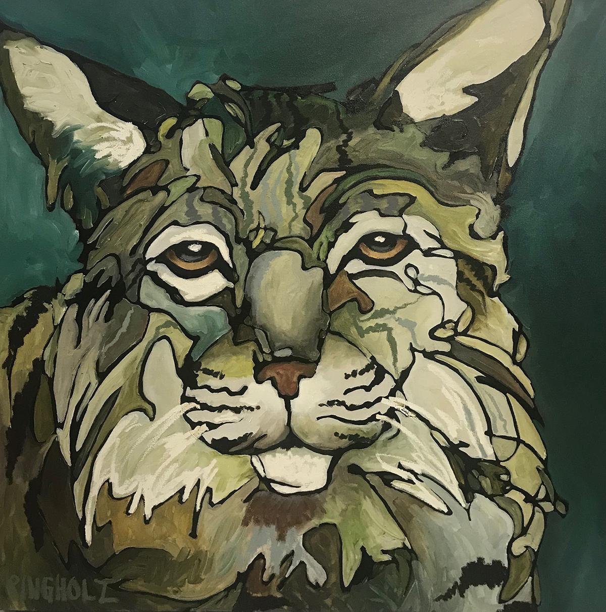 Amy Ringholz Animal Painting - Masked Cat