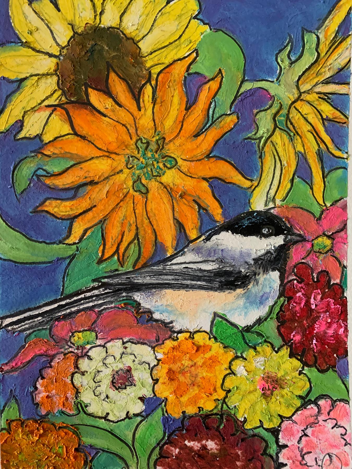 Chickadee Song - Mixed Media Art by Jennifer Lowe