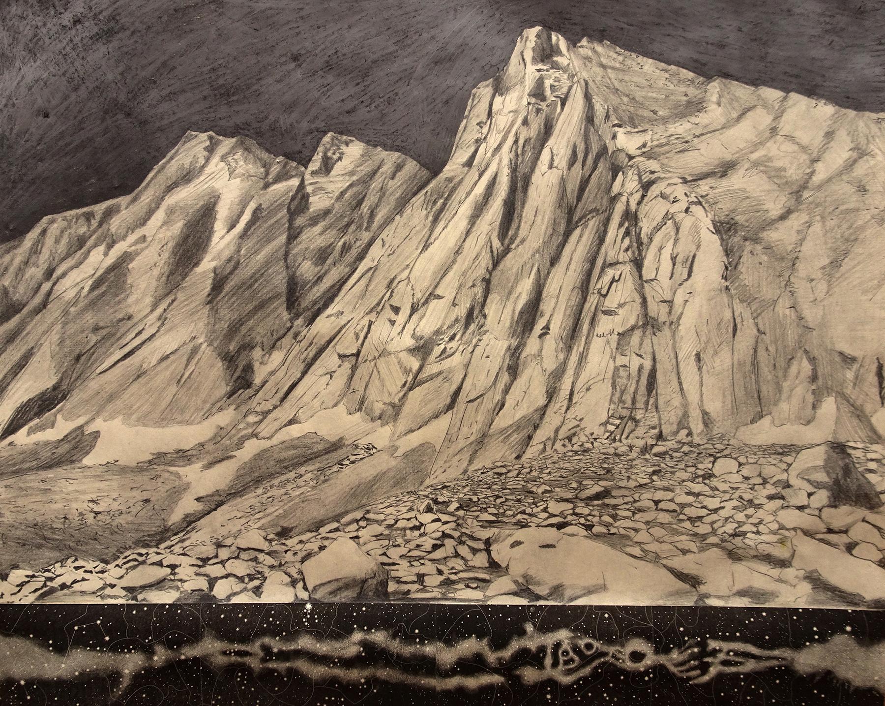 Matthew Mullins Landscape Art - Mt. Tyndall with Stars