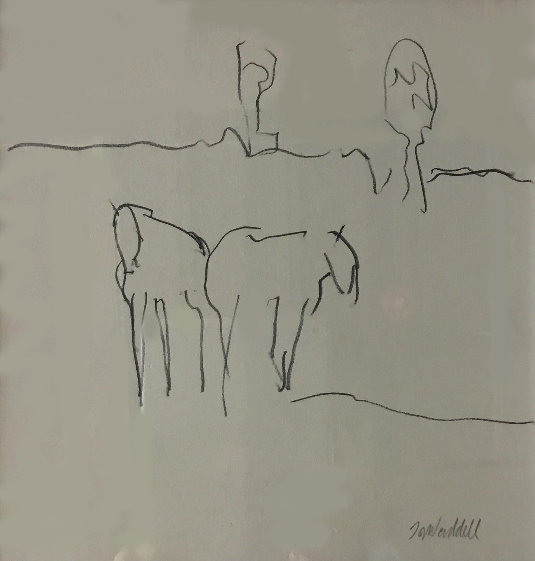 Theodore Waddell Animal Art - Camas Prairie Horses Dr #1