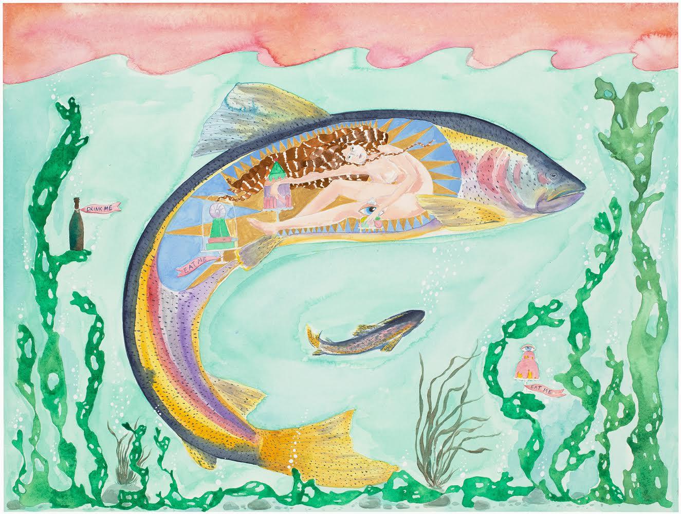 Inside the Belly of a Rainbow Trout - Painting by Dana Sherwood