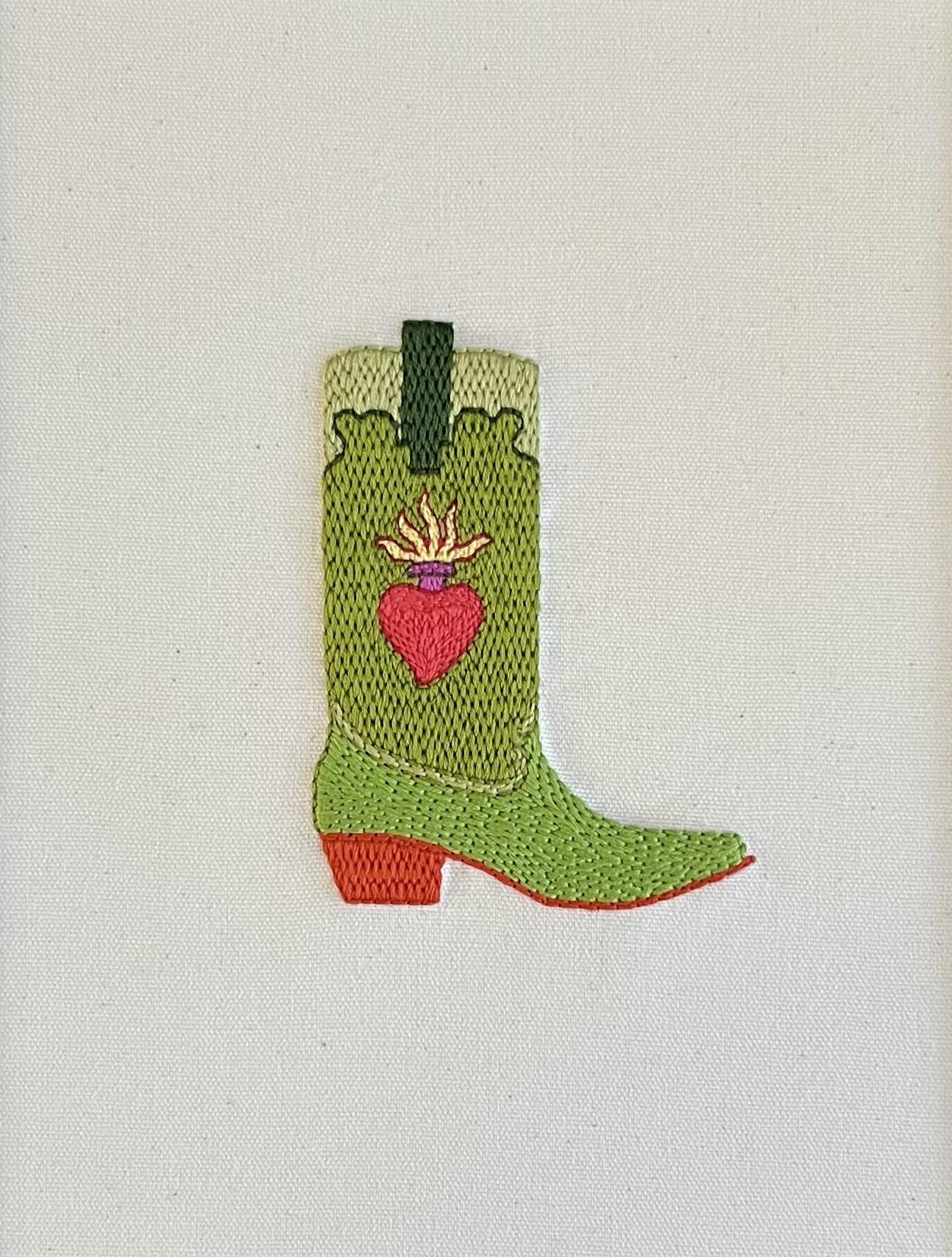 Flaming Heart Boot - Mixed Media Art by Jane Reichle