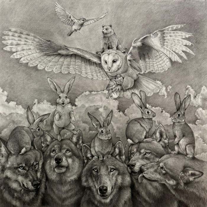 Adonna Khare - Wolves with Bunnies For Sale at 1stDibs