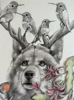 Wolf mit Hummingbirds