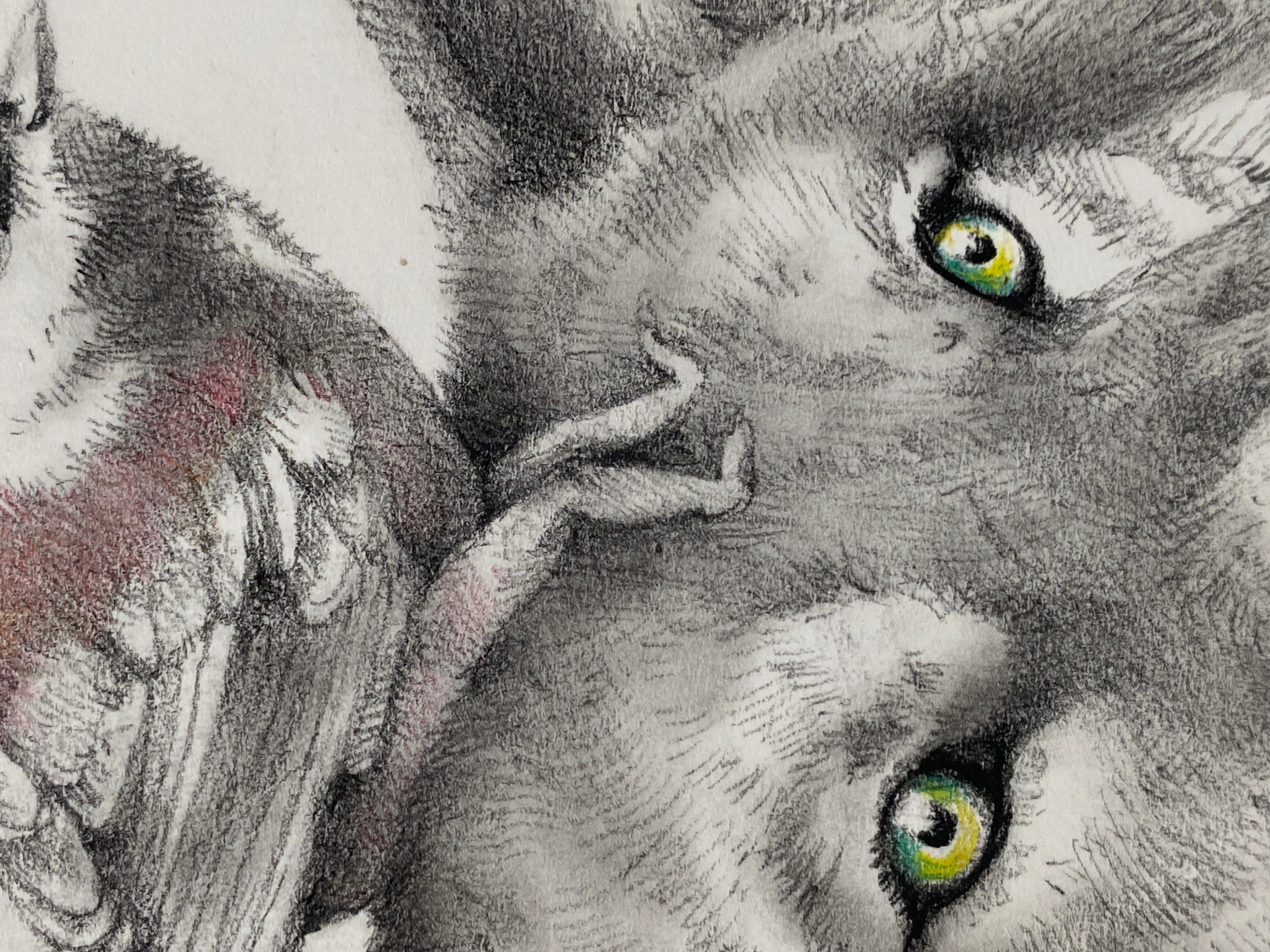 Loup et paresseux - Gris Animal Art par Adonna Khare