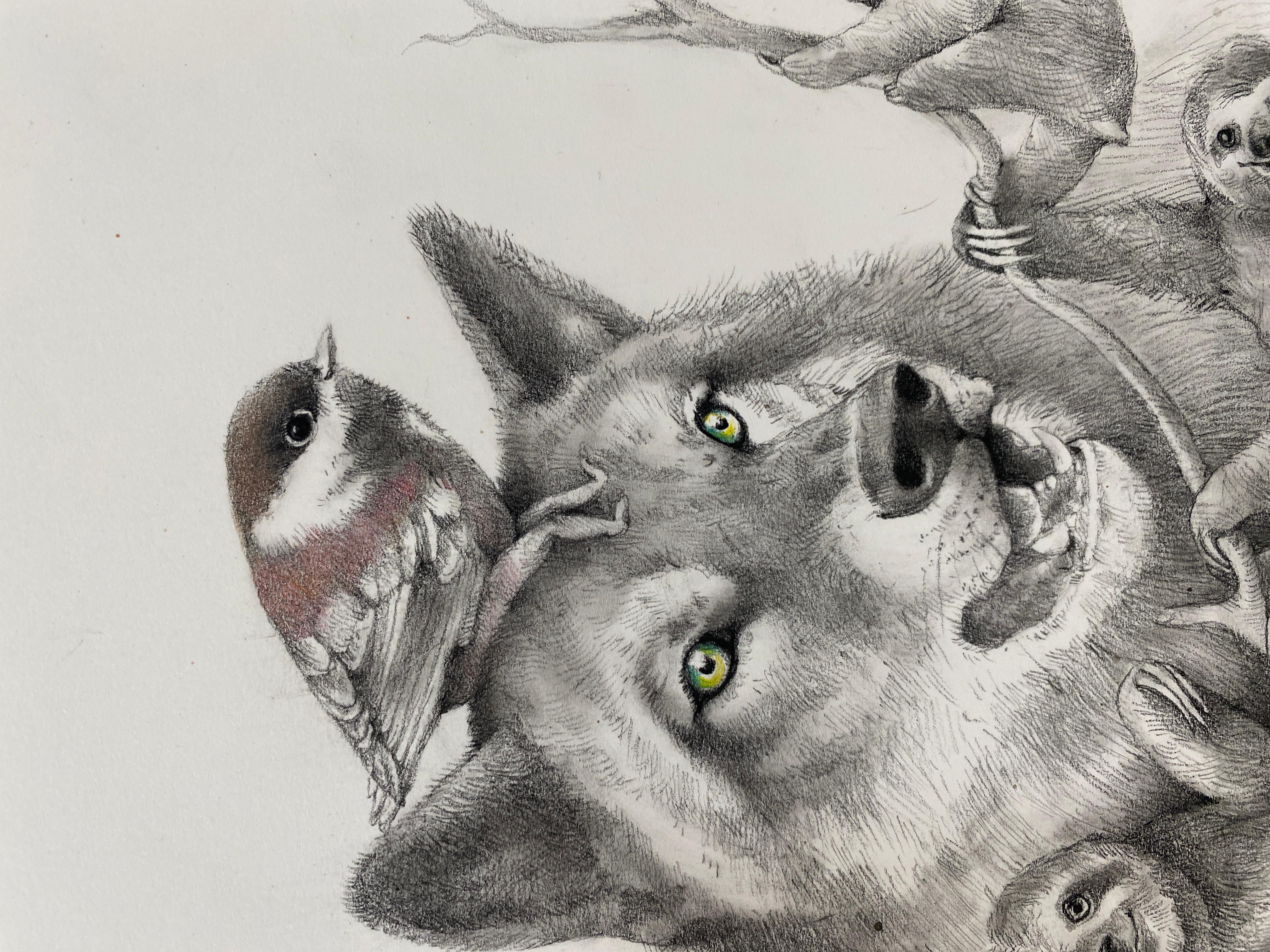 Loup et paresseux - Art de Adonna Khare