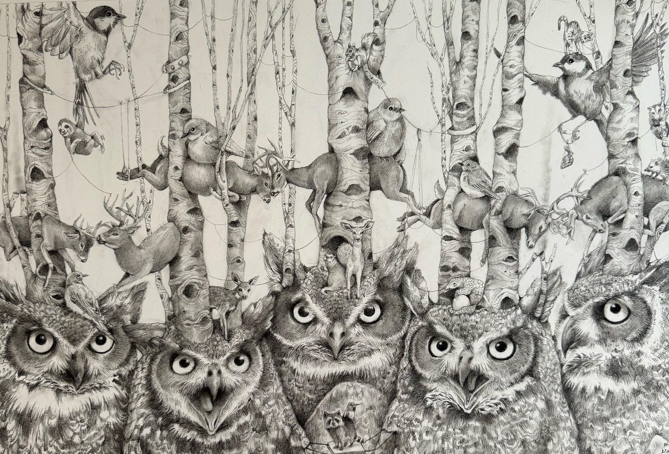 Animal Art Adonna Khare - Chouettes et cerfs en rut