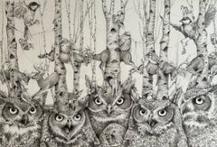 Owls with Rutting Deer