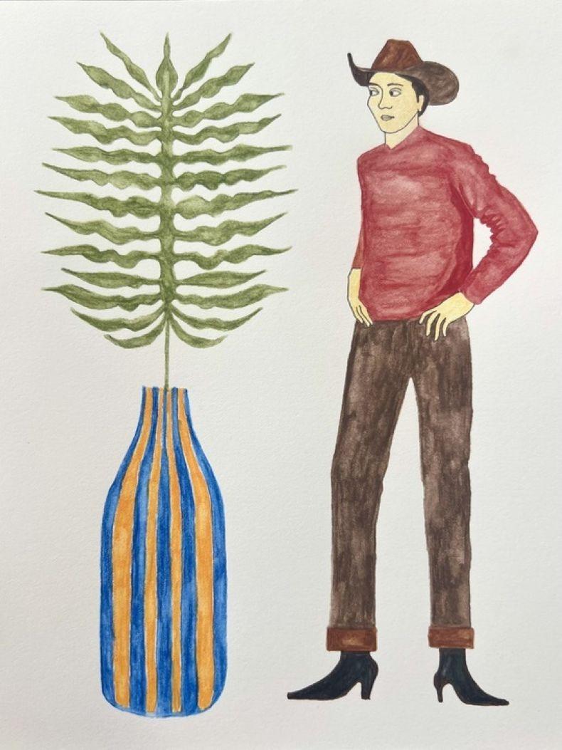 Man Observing Leaf - Art by Jane Reichle