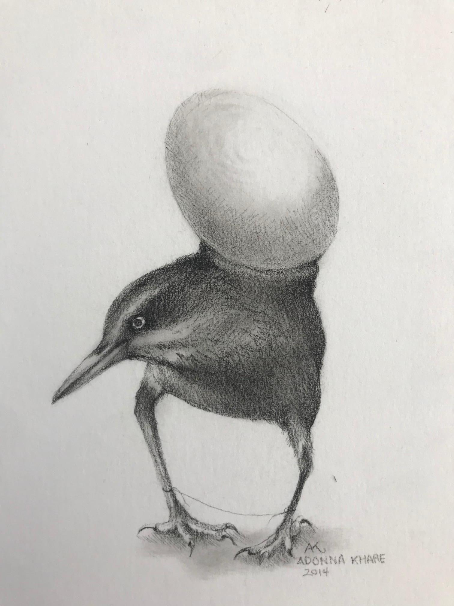 Vogel mit Ei – Art von Adonna Khare